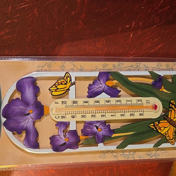 Acu-rite Purple Iris Decorative Metal Thermometer - NIP - Picture 2 of 6